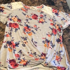 Floral Top with Tie Knot